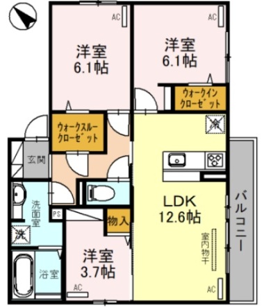D-room sunriseの3LDK間取り
